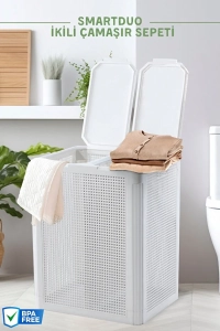 SmartDuo İki Bölmeli Çamaşır Sepeti 84Lt.